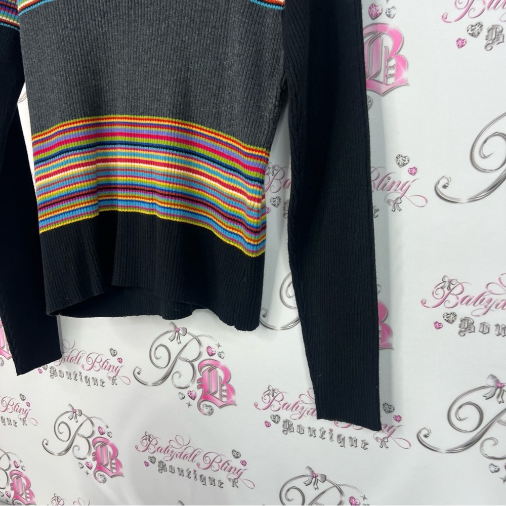 Pierre Cardin sweater stripes Navy Multicolor Striped Turtleneck Sweater - Picture 3 of 7